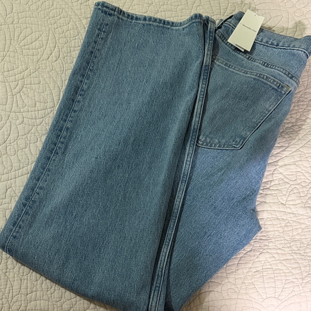 Abercrombie & Fitch Blue Jeans with Red Heart Accent